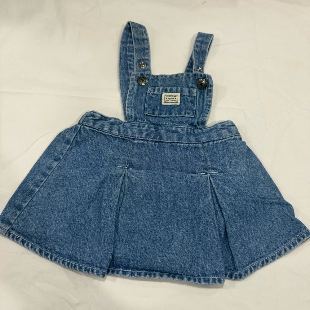 Y2K Arizona Jean Company Blue Denim Overall Skirt Size 6-9 Months